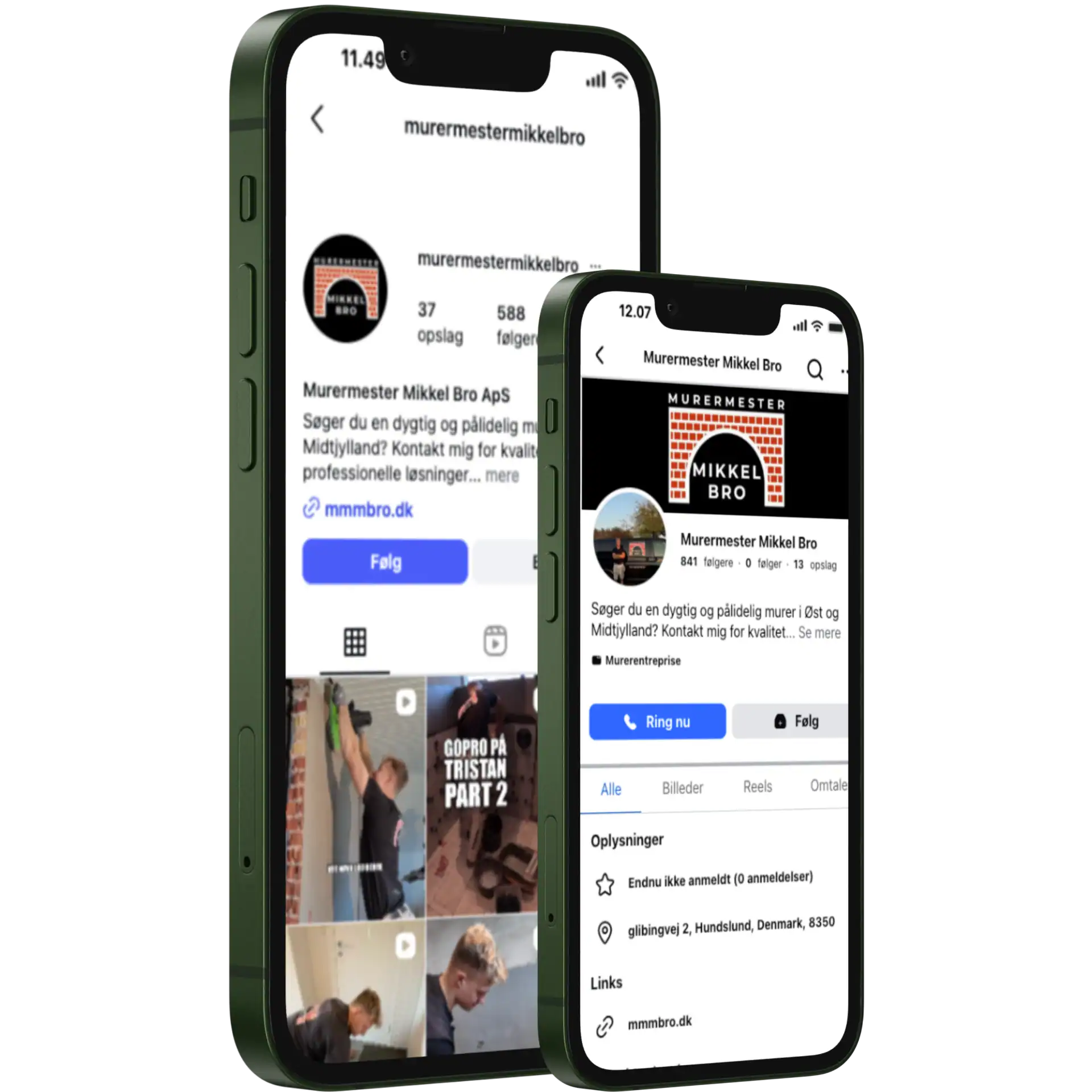 Murer Mikkel Bro ApS Facebook-profil med fokus på professionelle murerarbejder i Midtjylland.